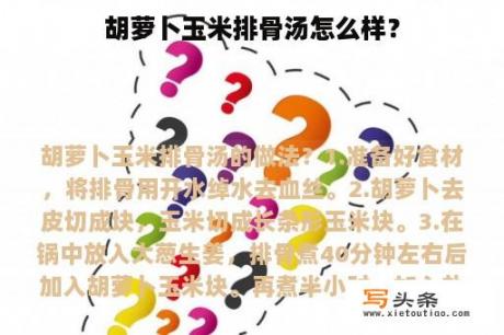 胡萝卜玉米排骨汤怎么样？