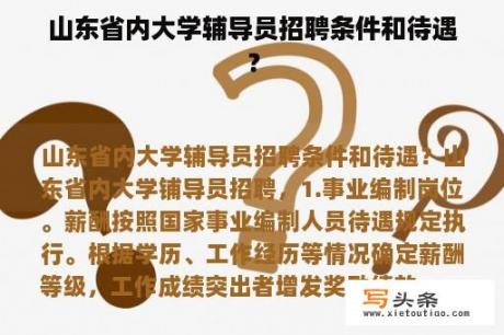 山东省内大学辅导员招聘条件和待遇？