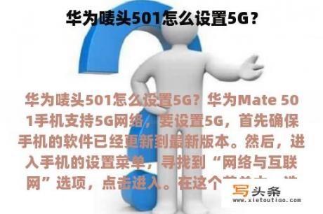 华为唛头501怎么设置5G？