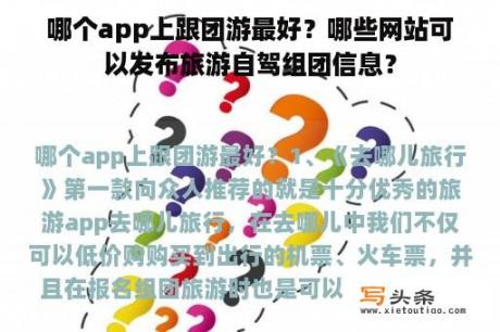 哪个app上跟团游最好？哪些网站可以发布旅游自驾组团信息？