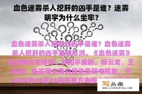 血色迷雾杀人挖肝的凶手是谁？迷雾明宇为什么坐牢？