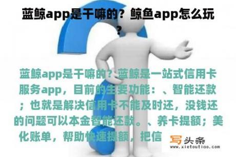 蓝鲸app是干嘛的？鲸鱼app怎么玩？