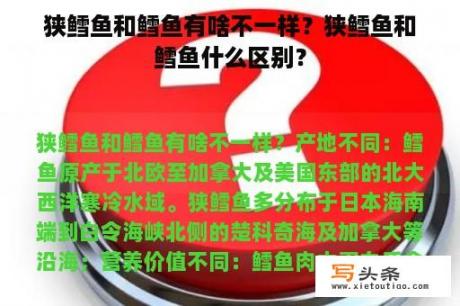 狭鳕鱼和鳕鱼有啥不一样？狭鳕鱼和鳕鱼什么区别？