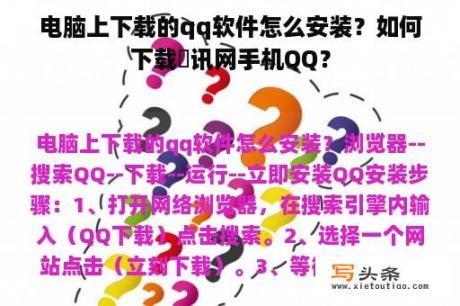 电脑上下载的qq软件怎么安装？如何下载腃讯网手机QQ？