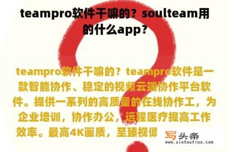 teampro软件干嘛的？soulteam用的什么app？