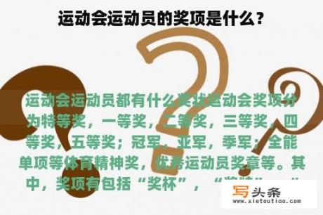 运动会运动员的奖项是什么？