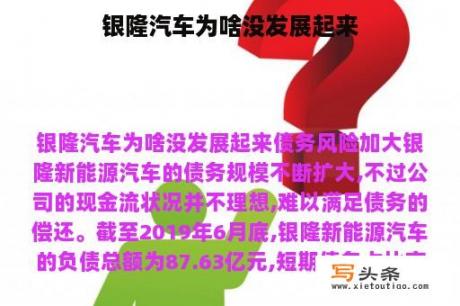 银隆汽车为啥没发展起来