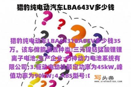 猎豹纯电动汽车LBA643∨多少钱