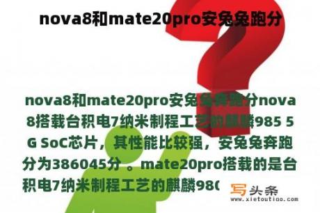 nova8和mate20pro安兔兔跑分