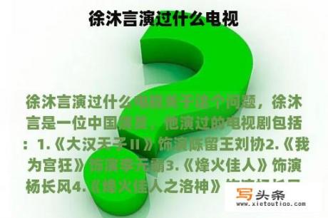 徐沐言演过什么电视