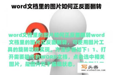 word文档里的图片如何正反面翻转