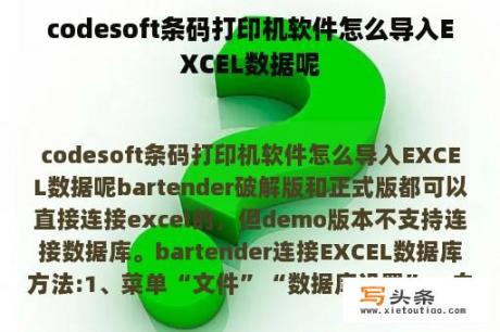 codesoft条码打印机软件怎么导入EXCEL数据呢