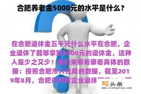 合肥养老金5000元的水平是什么？