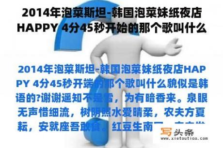 2014年泡菜斯坦-韩国泡菜妹纸夜店HAPPY 4分45秒开始的那个歌叫什么貌似是韩语的?谢谢