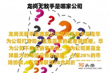 龙岗无敌手是哪家公司