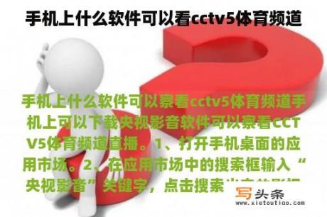 手机上什么软件可以看cctv5体育频道