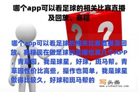 哪个app可以看足球的相关比赛直播及回放、赛程