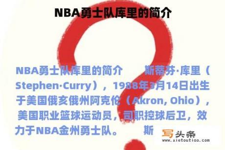 NBA勇士队库里的简介