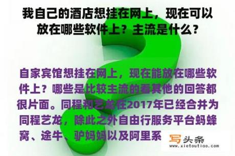 我自己的酒店想挂在网上，现在可以放在哪些软件上？主流是什么？