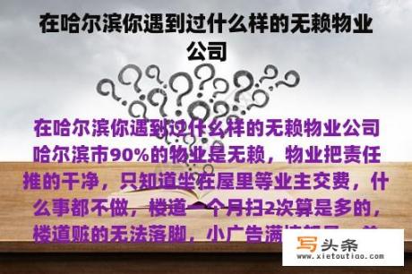 在哈尔滨你遇到过什么样的无赖物业公司