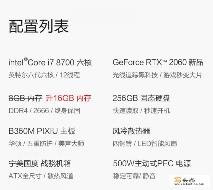 根据华硕B250HGaming主板帮我配一台主机？