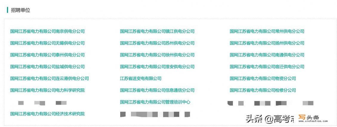 2020年江苏国家电网官网招聘有哪些好的单位？