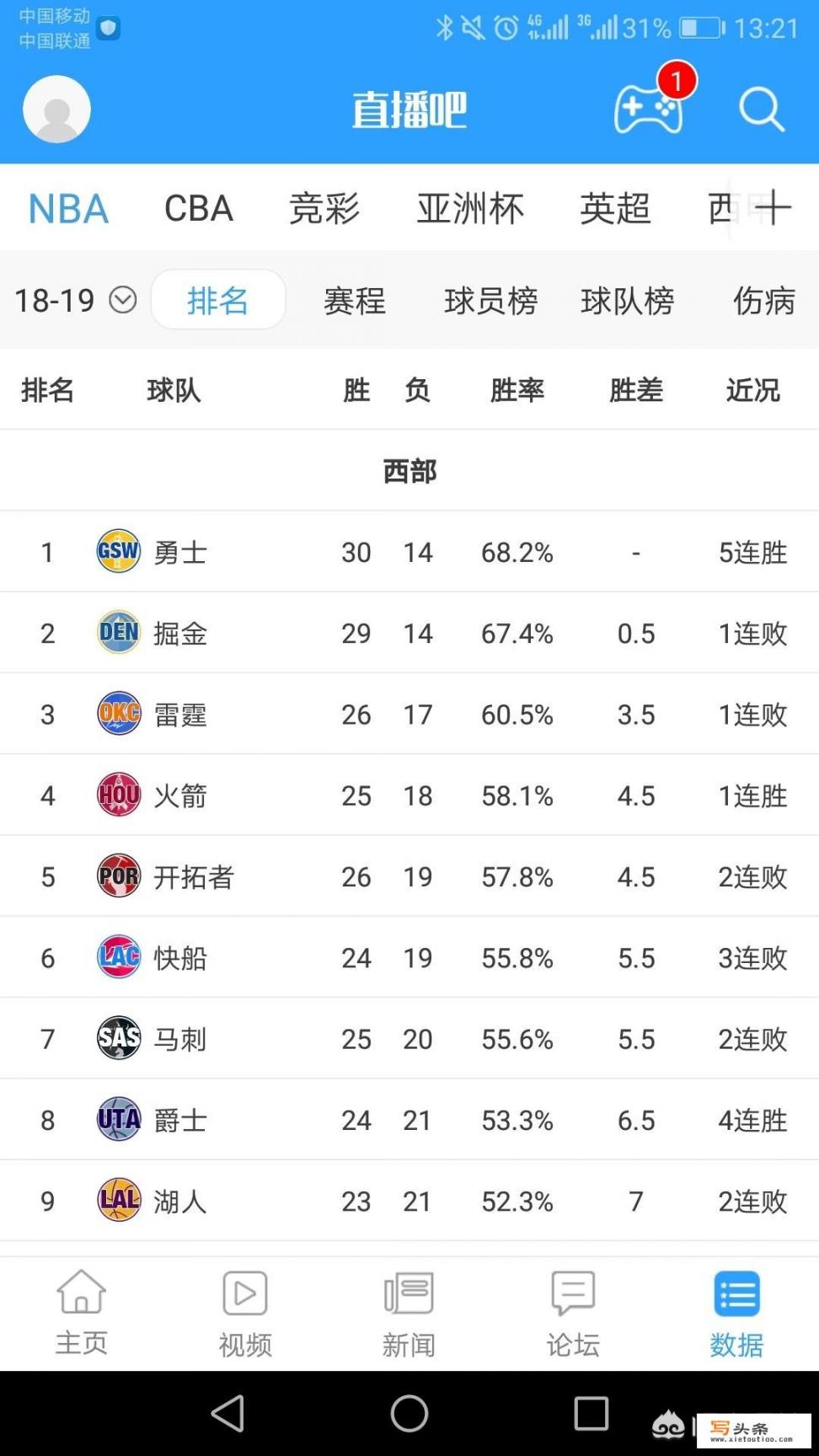 有没有什么NBA数据及比赛直播的app值得推荐？